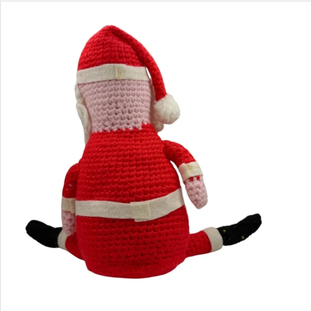 VTG 1960s 70s Handmade Crochet Santa Claus Doll Folk Art Christmas Decor 14 in